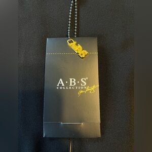 Allen B. By Allen Schwartz Black dress with Black and Gold Tag Charm Card